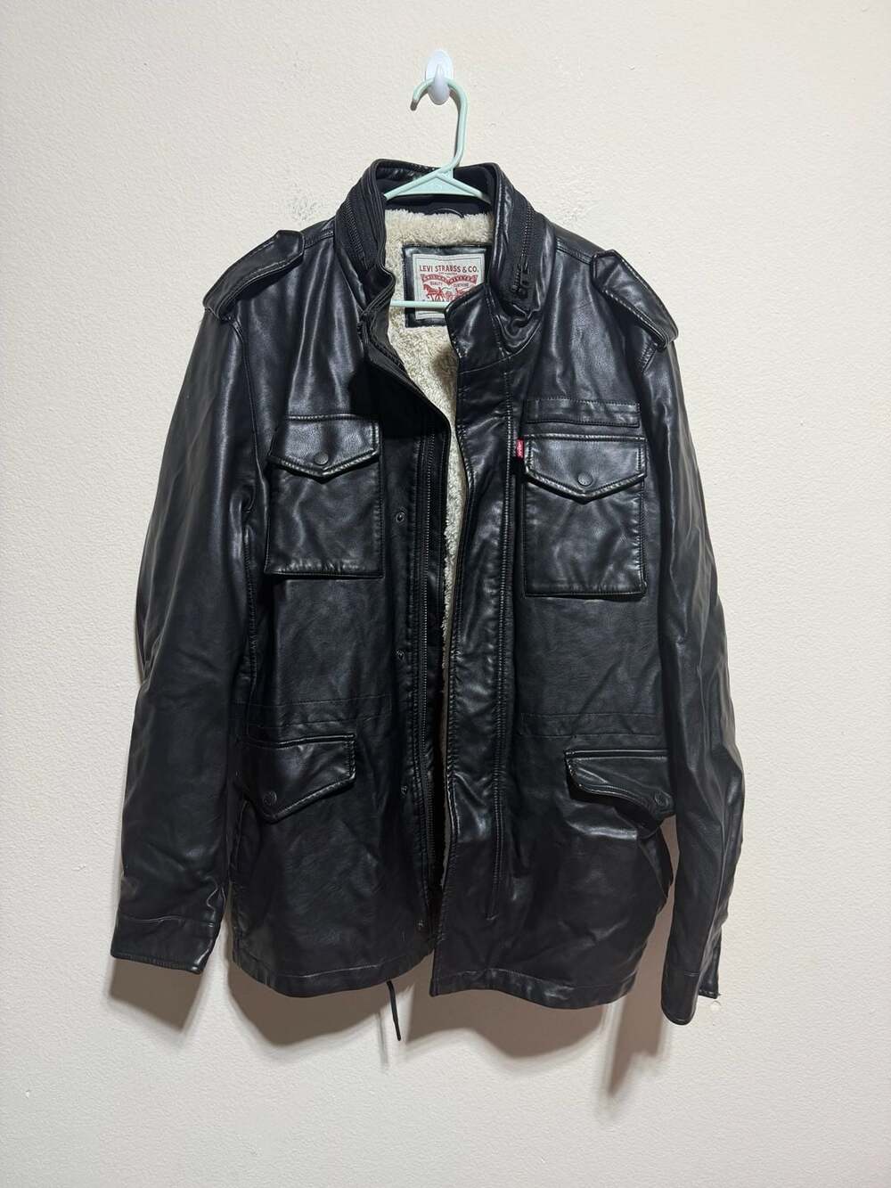 Levi's Men's Faux Leather Sherpa-Lined M-65 Field Jacket